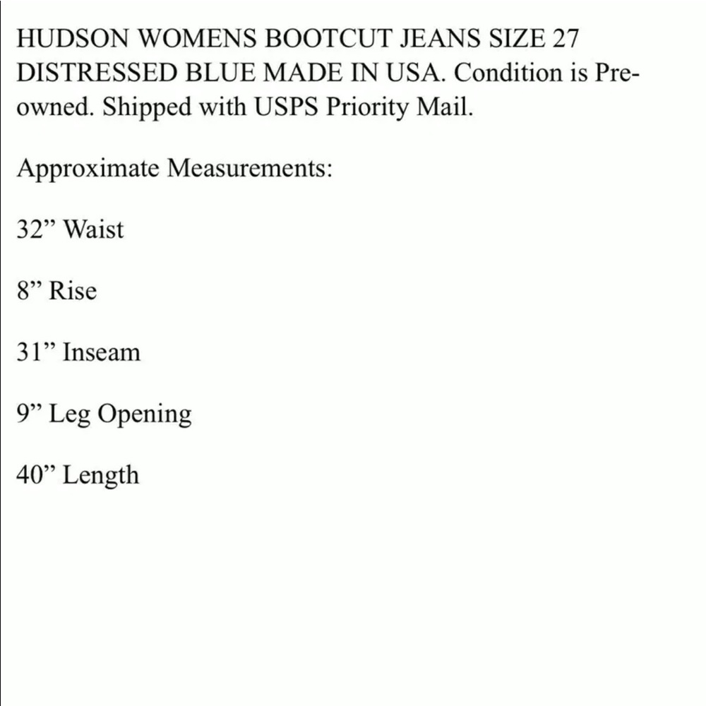 Hudson Women's Jeans Bootcut Size 27 Flare Denim Blue Pants Made in USA - Picture 8 of 8